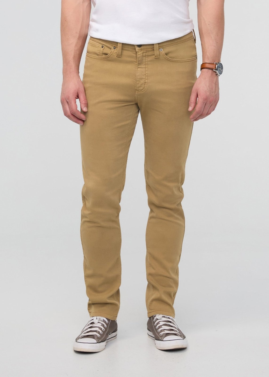 mens camel slim fit dress sweatpant front