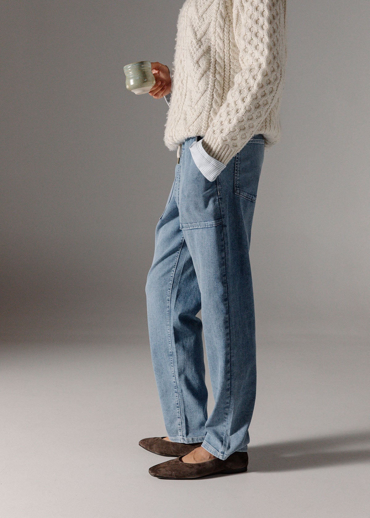 Performance Denim Lite Harbour Pant - Light Stone