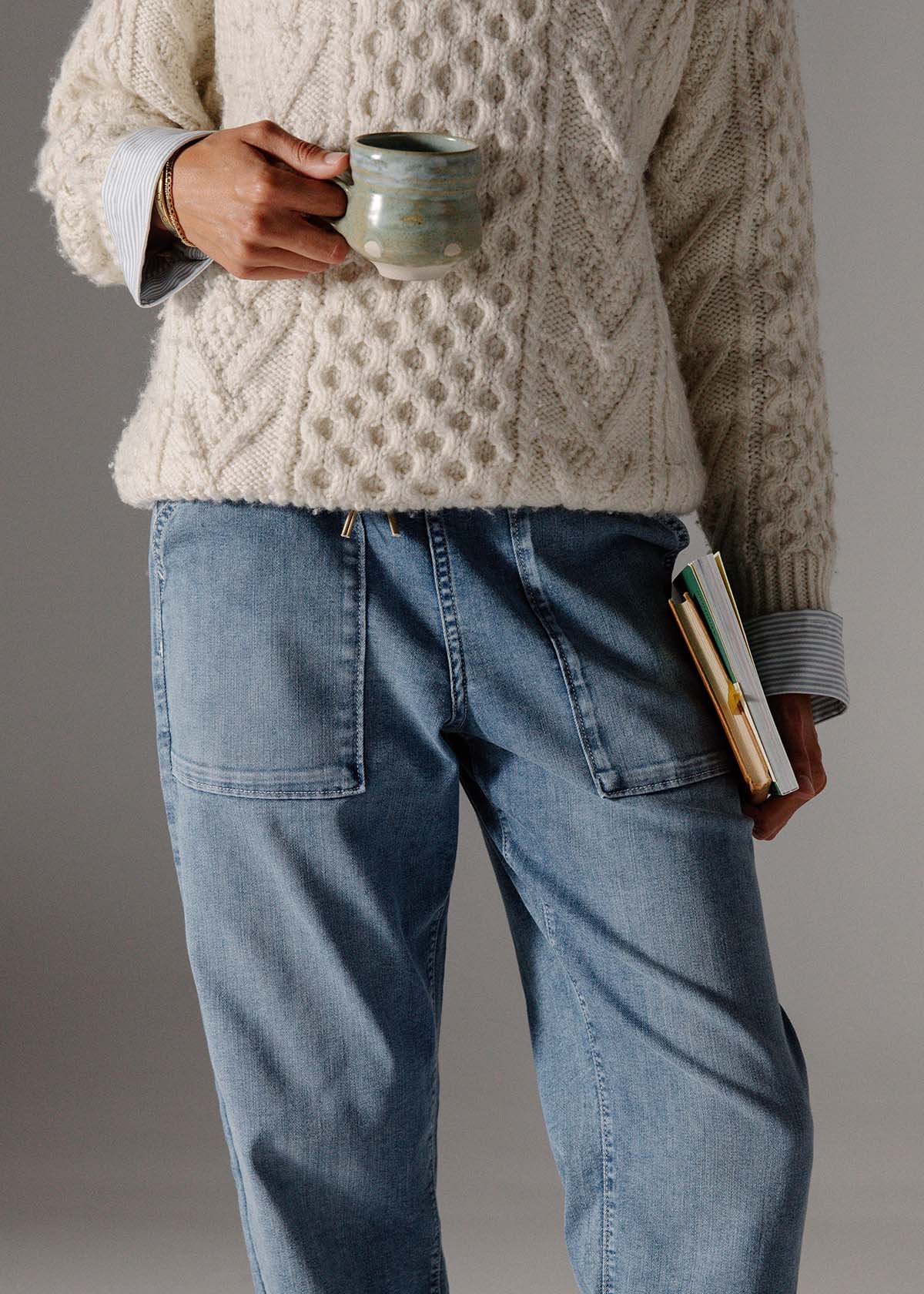 Performance Denim Lite Harbour Pant - Light Stone