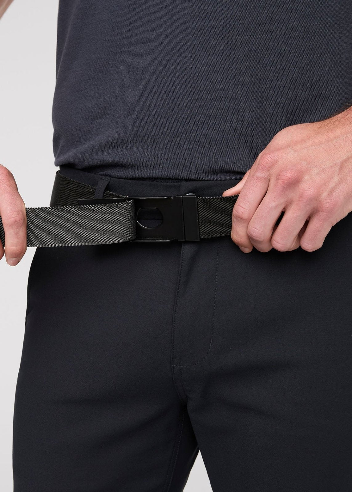 mens black and charcoal reversible stretch belt open