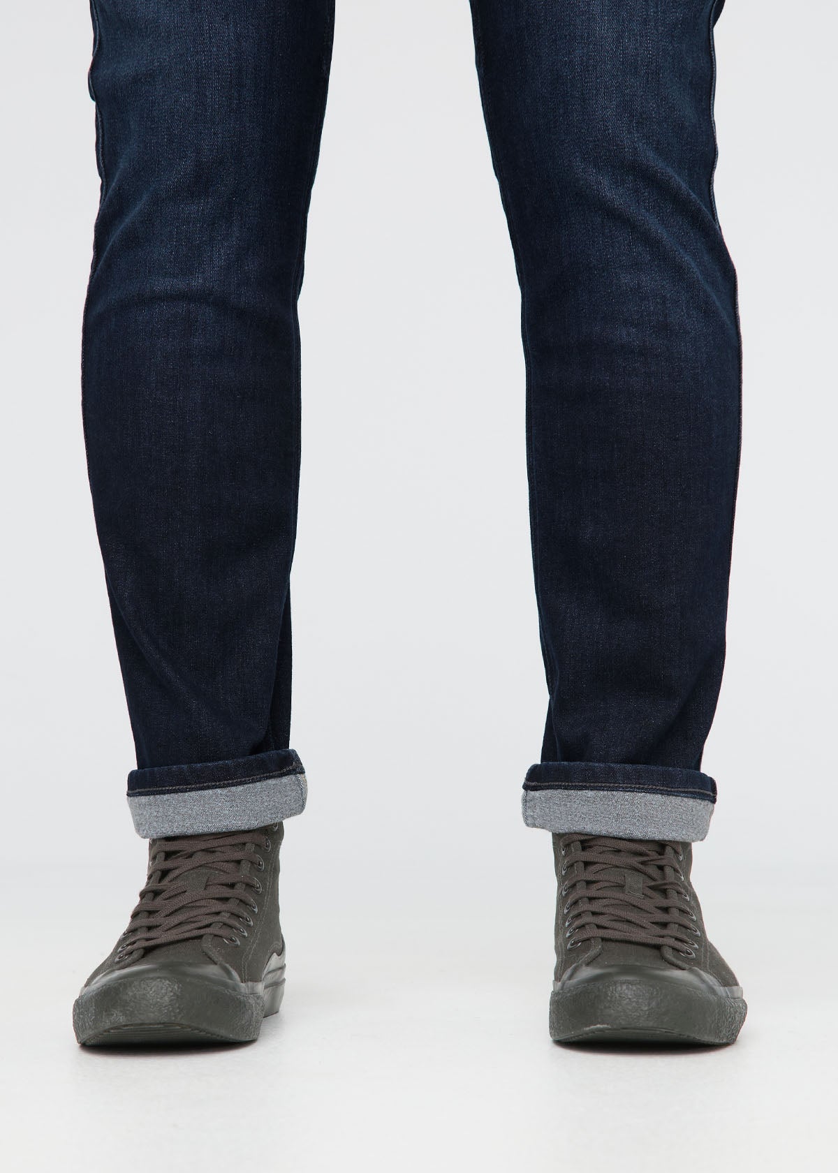 mens fleece lined dark blue denim cuff