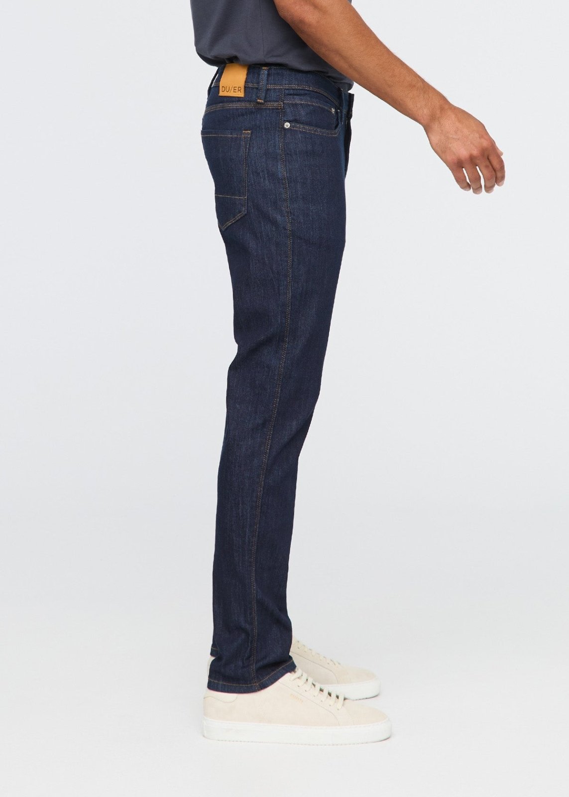 mens dark blue slim fit stretch jeans side
