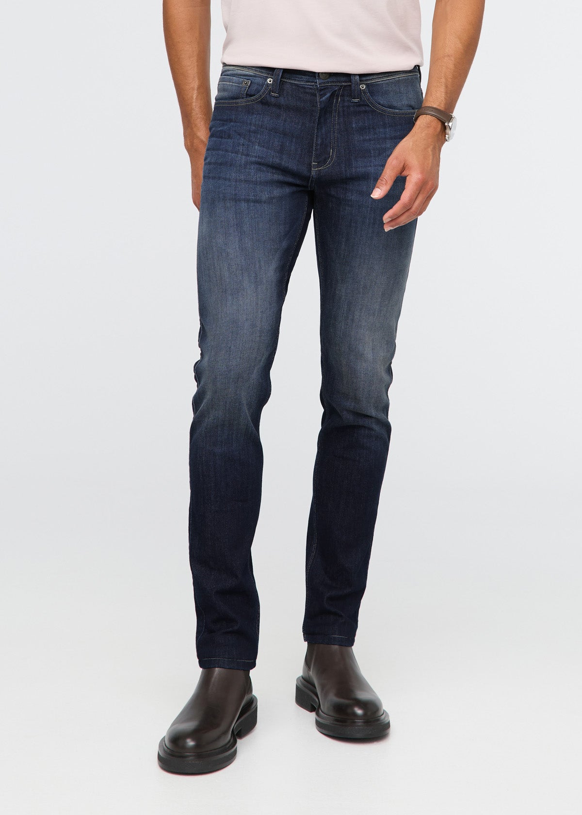 mens nostalgia blue slim fit stretch jeans front