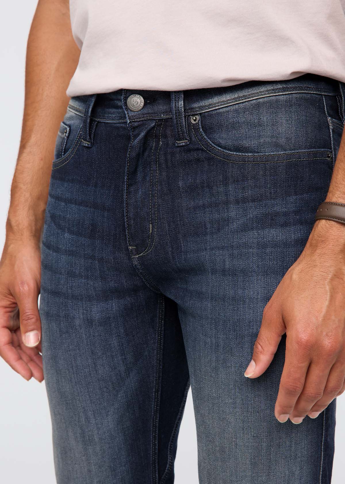 mens nostalgia blue slim fit stretch jeans front waistband