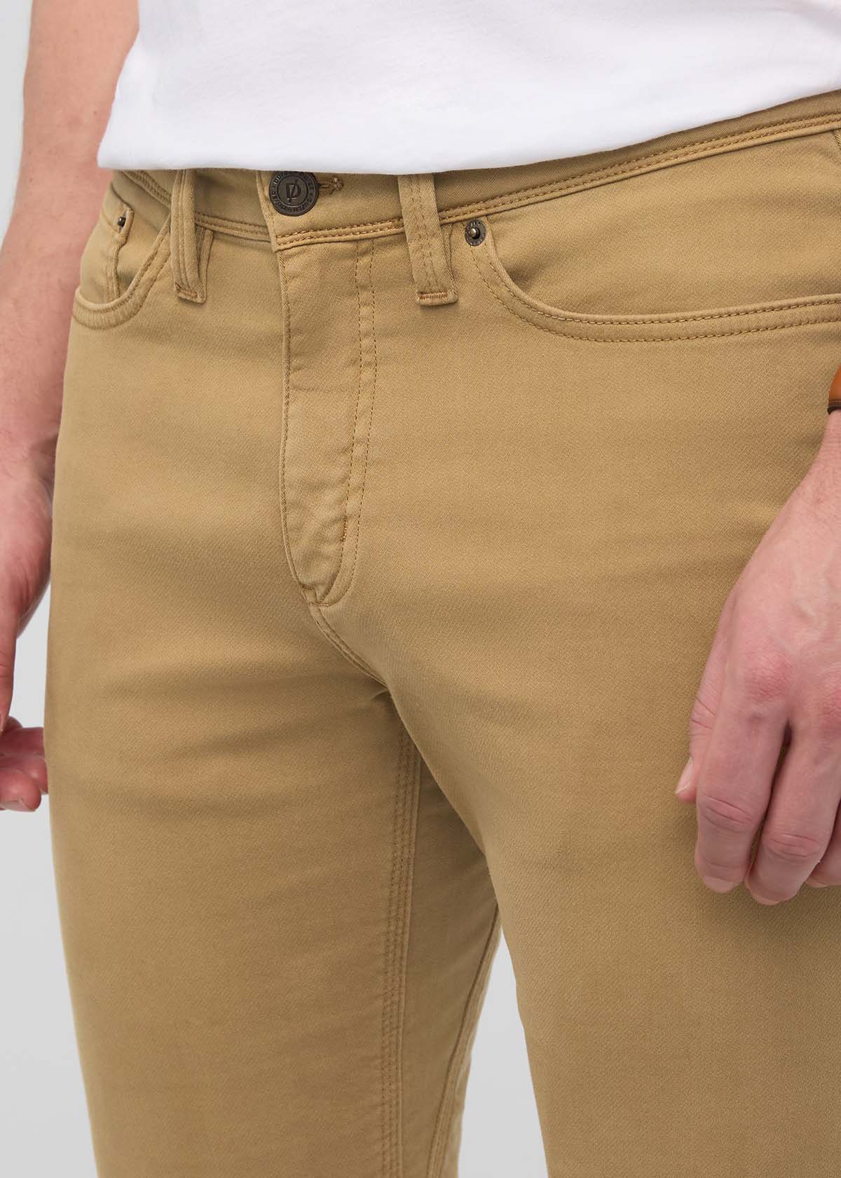 mens camel slim fit dress sweatpant waistband detail