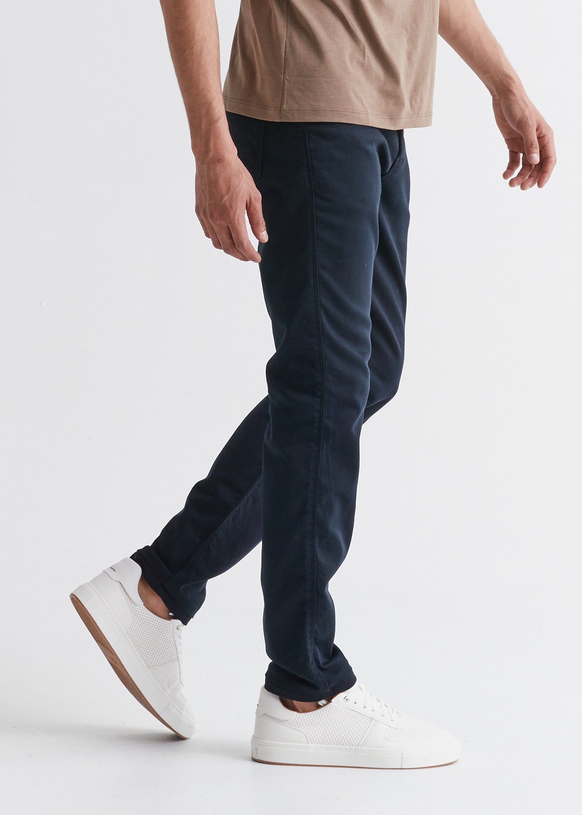 navy blue slim fit dress sweatpant side