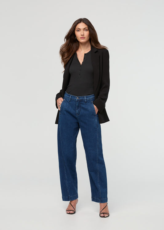 Performance Denim+ High Rise Barrel - Dark Stone | DUER