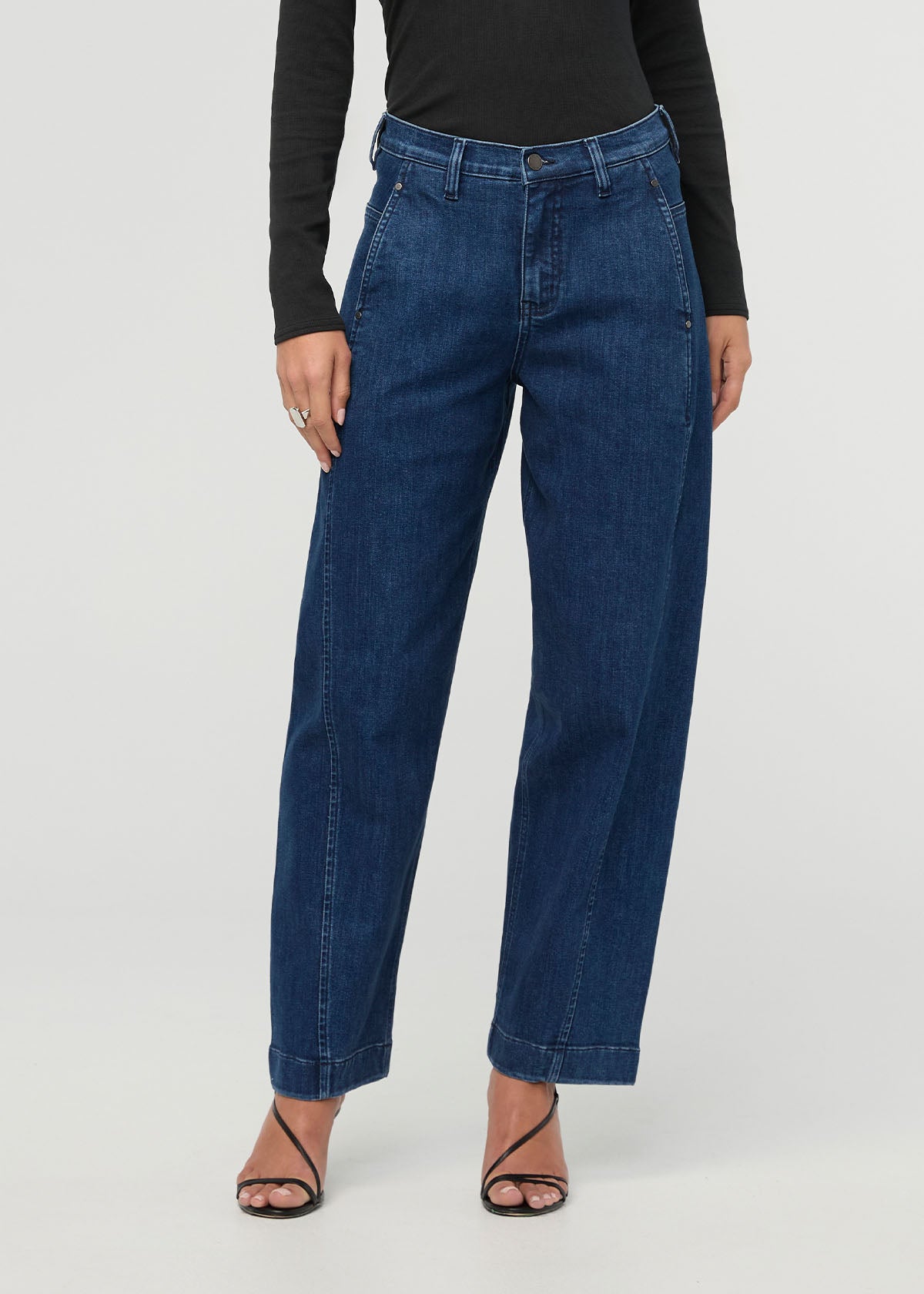 Performance Denim+ High Rise Barrel - Dark Stone | DUER