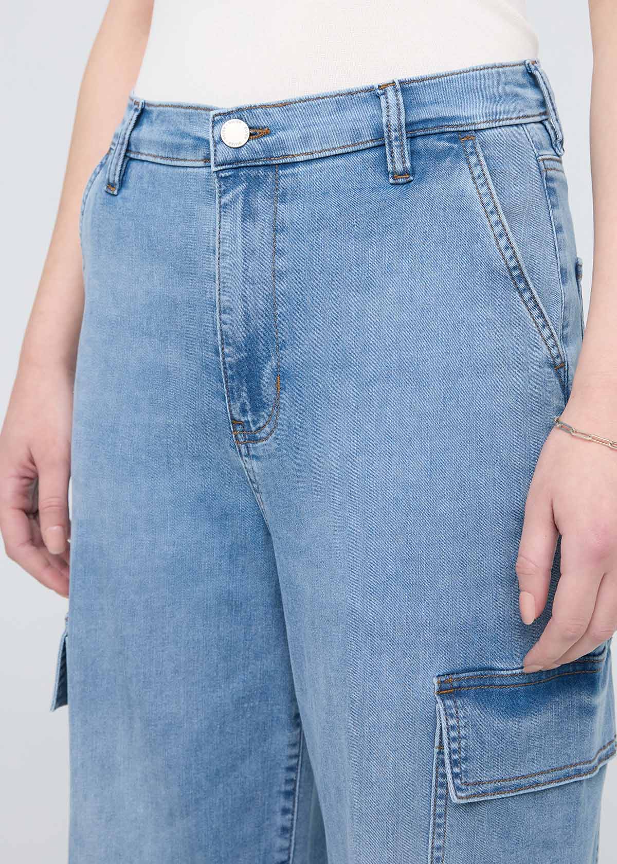 DUER Performance Denim Lite High Rise Cargo - Pacific